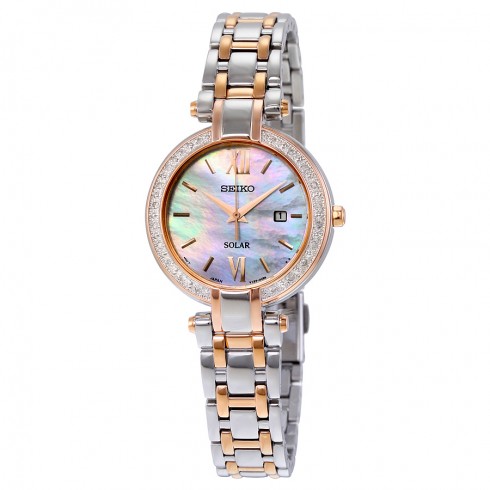 Seiko Solar Mother of Pearl Dial Two-tone Ladies Watch SUT184 watches