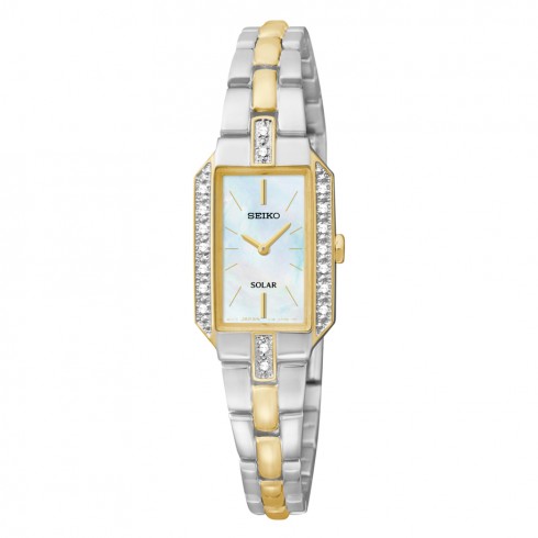 Seiko Solar Mother of Pearl Dial Two-tone Ladies Watch SUP234 watches
