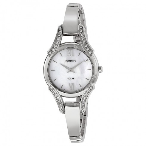 Seiko Solar Mother of Pearl Stainless Steel Ladies Watch SUP213 watches