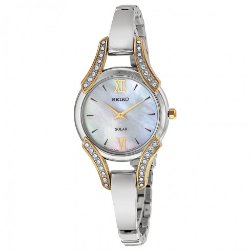 Seiko Solar Mother of Pearl Stainless Steel Ladies Watch SUP214 watches