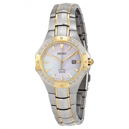 Seiko Solar Mother of Pearl Two-tone Ladies Watch SUT124 watches