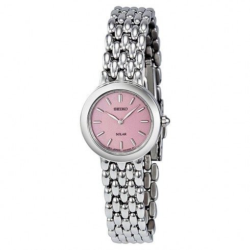 Seiko Solar Quartz Pink Dial Ladies Watch SUP021 watches