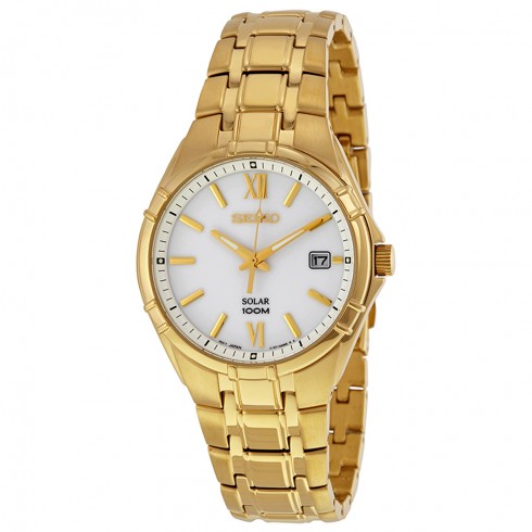 Seiko Solar Quartz White Dial Men's Watch SNE218 watches