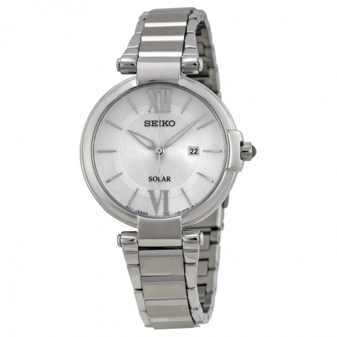 Seiko Solar Silver Dial Stainless Steel Ladies Watch SUT153 watches