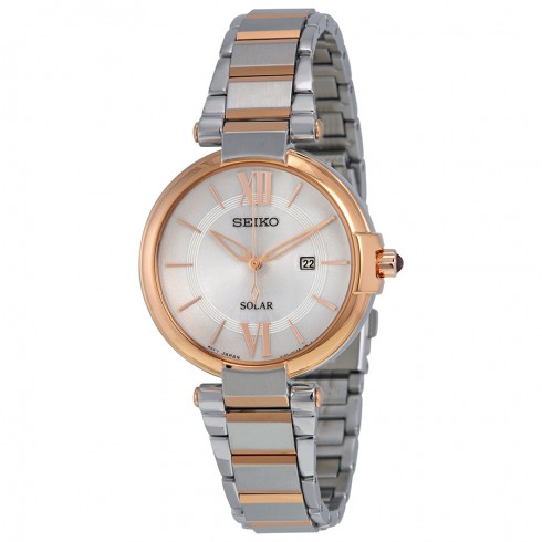 Seiko Solar Silver Dial Stainless Steel Ladies Watch SUT156 watches