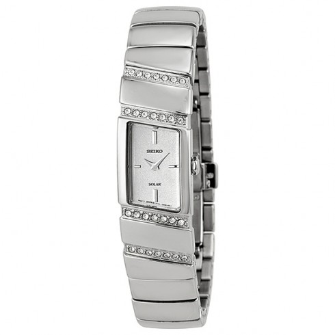 Seiko Solar Silver Dial Swarovski Crystal Ladies Watch Sup167 watches