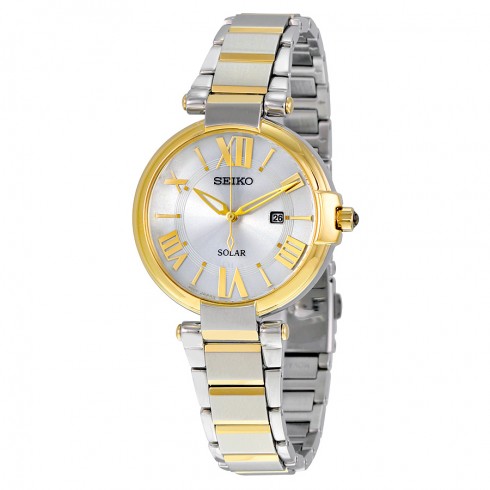 Seiko Solar Silver Dial Two-tone Ladies Watch SUT174 watches