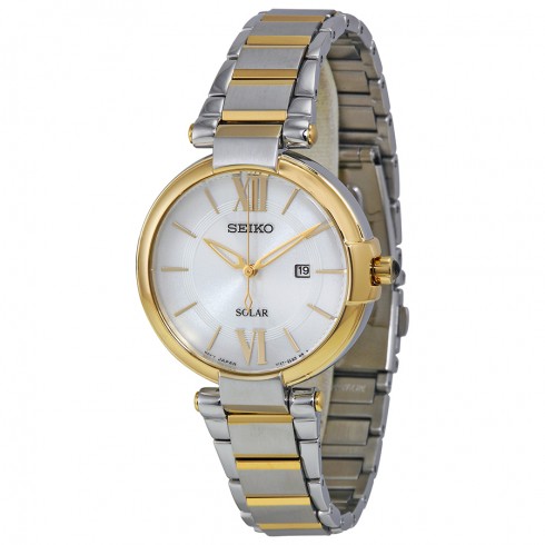 Seiko Solar Silver Dial Two-tone Ladies Watch SUT154 watches