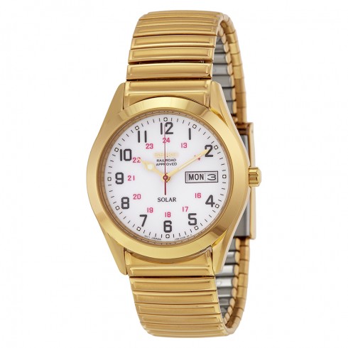 Seiko Solar White Dial Gold-tone Men's Watch SNE064 watches