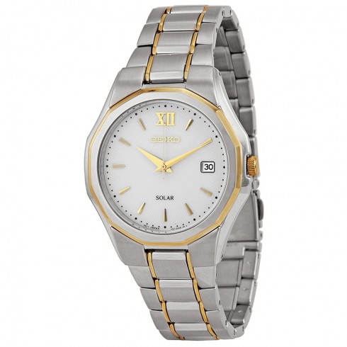Seiko Solar White Dial Stainless Steel Men's Watch SNE156 watches