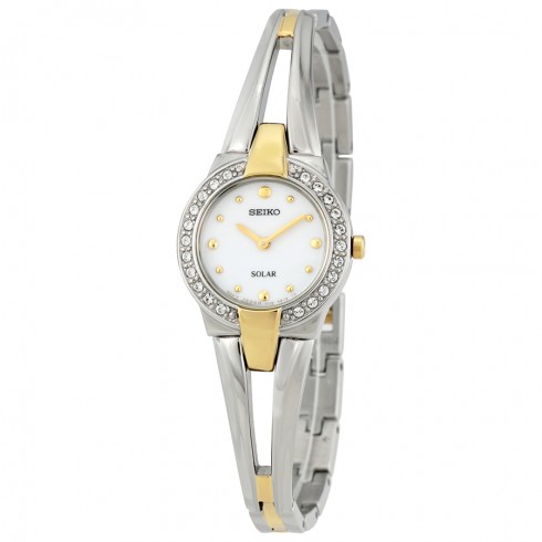 Seiko Solar White Dial Two-tone Ladies Watch SUP206 watches