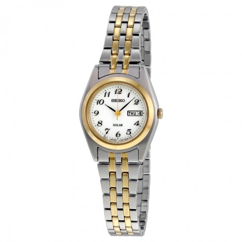 Seiko Solar White Dial Two-tone ladies Watch SUT116 watches