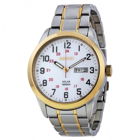 Seiko Solar White Dial Two-tone Men's Watch SNE370 watches