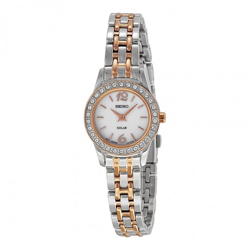 Seiko Solar White Dial Two-tone Stainless Steel Ladies Watch SUP130 watches