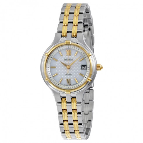 Seiko Solar White Dial Two-tone Stainless Steel Ladies Watch SUT020 watches