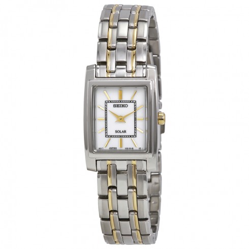 Seiko White Dial Two Tone Steel Solar Ladies Watch SUP079 watches