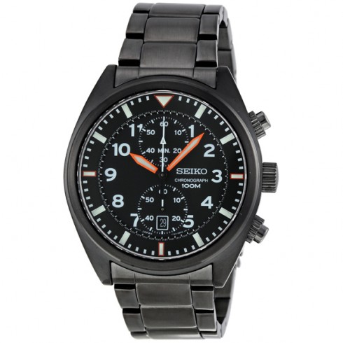 Seiko Sports Black Stainless Steel Chronograph Men's Watch SNN237 watches