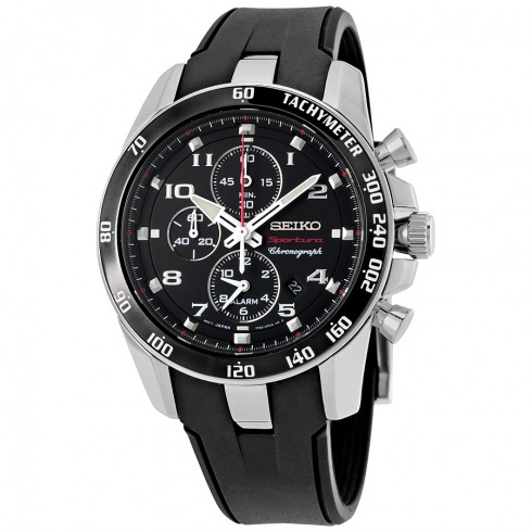 Seiko Sportura Chronograph Black Dial Men's Watch SNAE87 watches