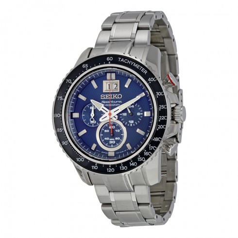 Seiko Sportura Chronograph Blue Dial Stainless Steel Men's Watch SPC135 watches