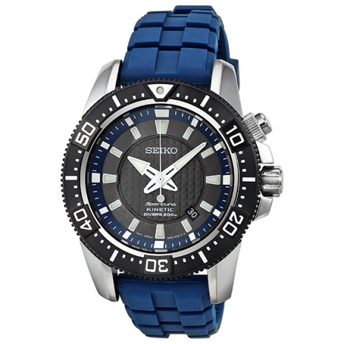 Seiko Sportura Divers Black Dial Blue Rubber Men's Watch SKA563 watches
