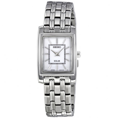 Seiko Stainless Steel White Dial Solar Power Ladies Watch SUP077 watches
