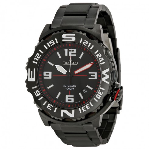 Seiko Superior Automatic Black Dial Black Steel Men's Watch SRP447 watches