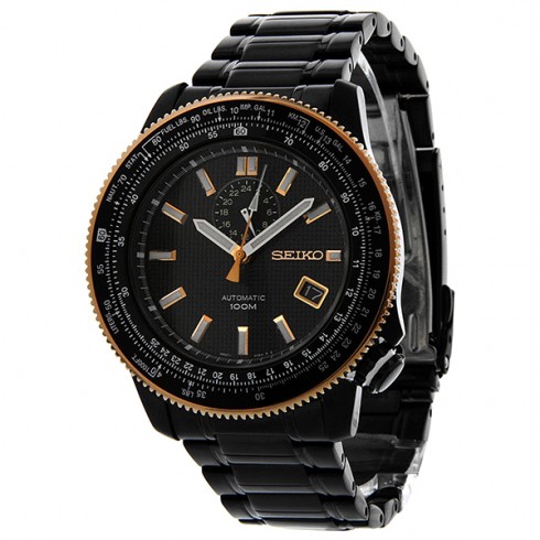 Seiko Superior Black Dial Automatic Tachymeter Men's Watch SSA008 watches