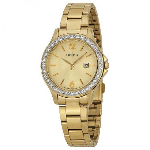 Seiko Tactically Champagne Dial Gold-tone Ladies Watch SXDF82 watches