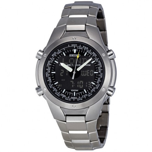 Replica Seiko Titanium Digital Chronograph World Time Men's Watch SNJ009 Watch
