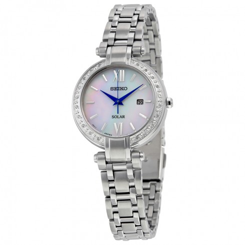 Seiko Tressia Mother of Pearl Dial Diamond Solar Ladies Watch SUT181 watches