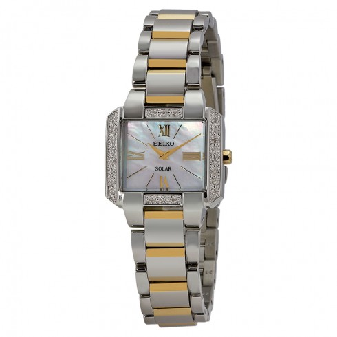 Seiko Tressia Solar Mother of Pearl Dial Diamond Two-tone Ladies Watch SUP239 watches