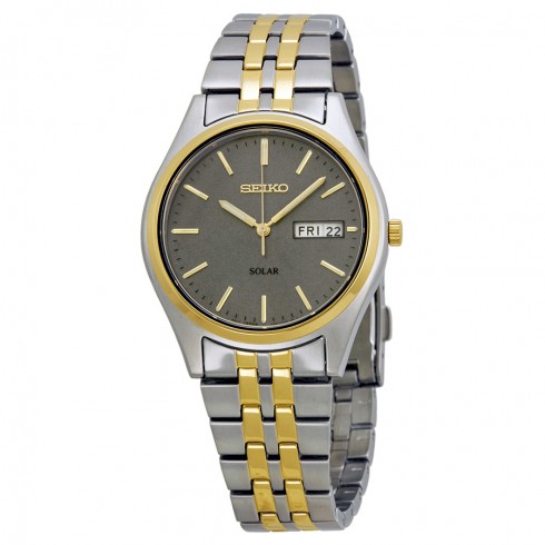 Seiko Two-tone Solar Charcoal Dial Men's Watch SNE042 watches