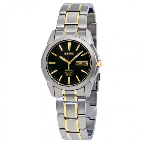 Seiko Two-tone Titanium Black Dial Men's Watch SGG735 watches