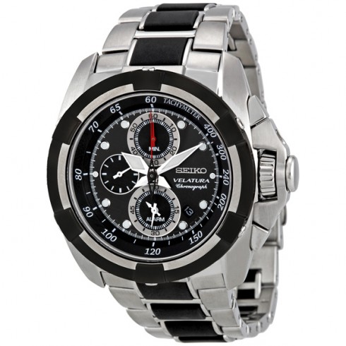 Seiko Velatura Black Dial Chronograph Stainless Steel Men's Watch SNAA93 watches