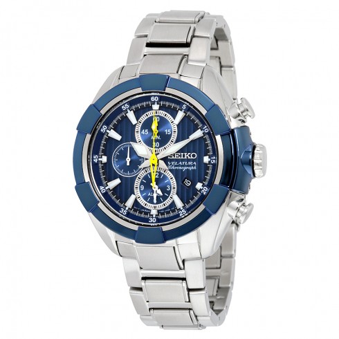 Seiko Velatura Chronograph Blue Dial Stainless Steel Men's Watch SNAF41P1 watches