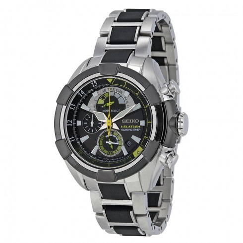 Seiko Velatura Chronograph Yachting Timer Black Dial Stainless Steel Men's Watch SPC147 watches