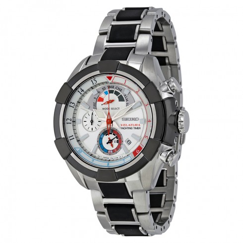 Seiko Velatura Chronograph Yachting Timer Silver Dial Stainless Steel Men's Watch SPC145 watches
