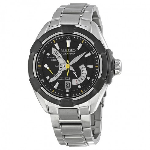 Seiko Velatura Kinetic Black Dial Stainless Steel Men's Watch SRH015 watches