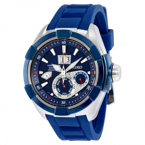 Seiko Velatura Kinetic Blue Dial Blue Rubber Men's Watch SNP103 watches