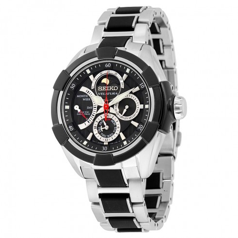 Seiko Velatura Kinetic Multi-function Black Dial Two-tone Men's Watch SRX009 watches