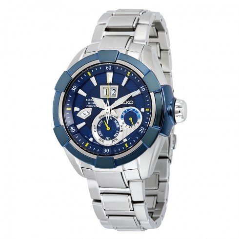 Seiko Velatura Kinetic Perpetual Blue Dial Stainless Steel Men's Watch SNP117 watches
