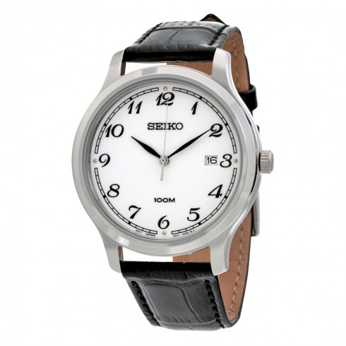 Seiko White Dial Brown Leather Men's Watch SUR187 watches
