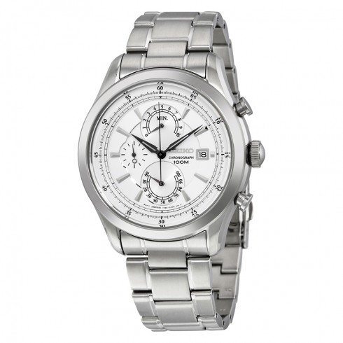 Seiko White Dial Chronograph Stainless Steel Men's Watch SPC163 watches