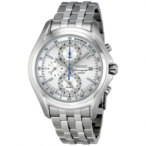 Seiko White Dial Chronograph Tachymeter Men's Watch SNAE81 watches