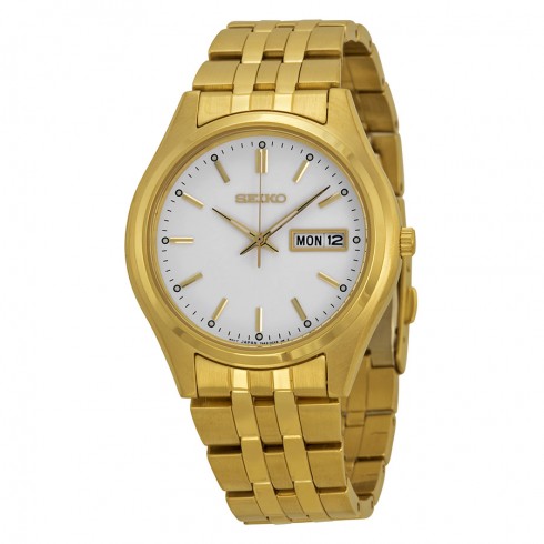 Seiko White Dial Gold Tone Stainless Steel Men's Watch SGGA20 watches