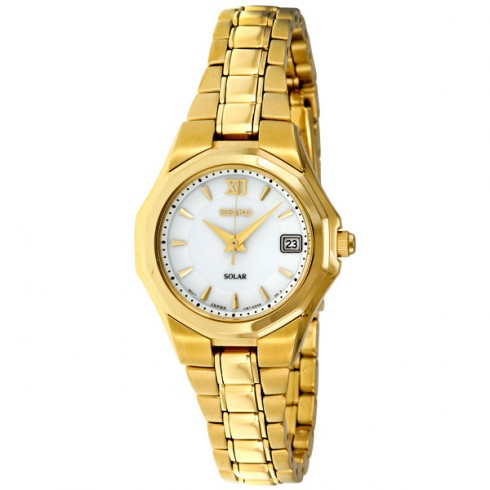 Seiko White Dial Gold-tone Solar Power Ladies Watch SUT056 watches