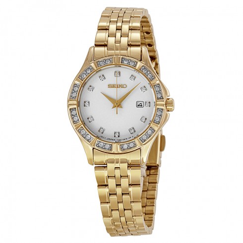 Seiko White Dial Gold-tone Stainless Steel Ladiwa Watch SXDF18 watches