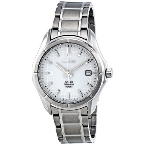 Seiko White Dial Grey Titanium Men's Watch SNE139 watches