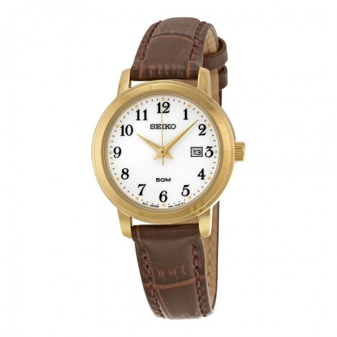 Seiko White Dial Leather Ladies Watch SUR822 watches