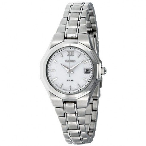 Replica Seiko White Dial Solar Power Stainless Steel Ladies Watch SUT053 Watch